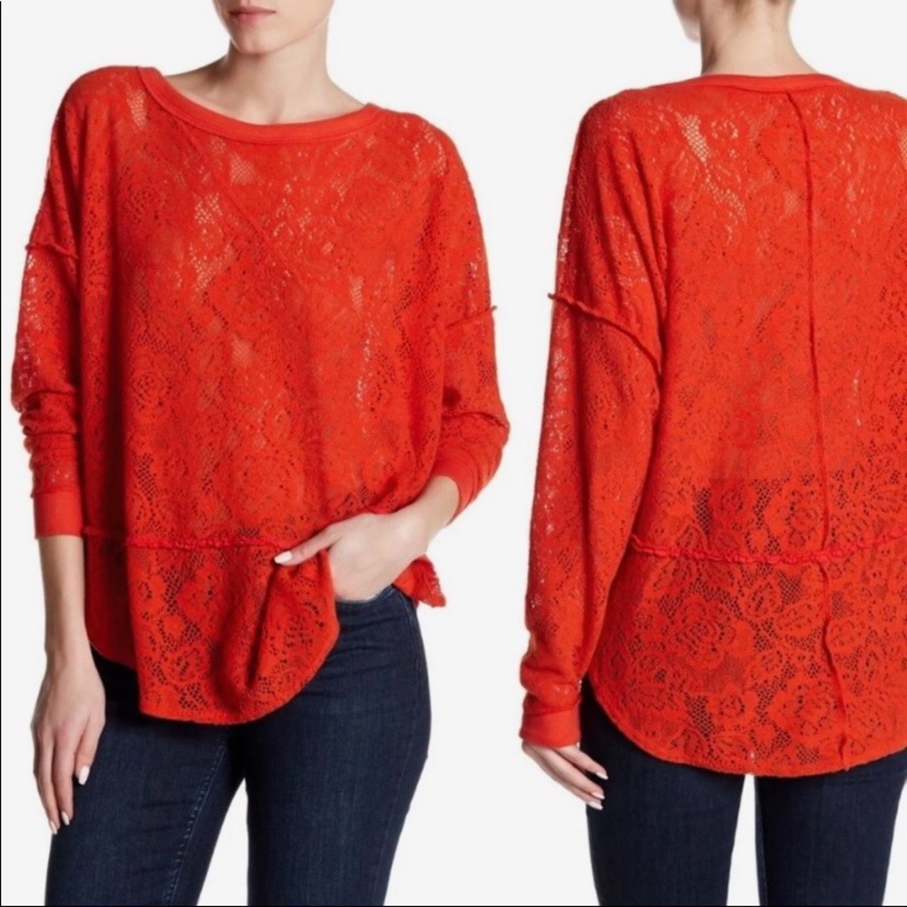 Free People Not Cold In This FloraI Knit Top
